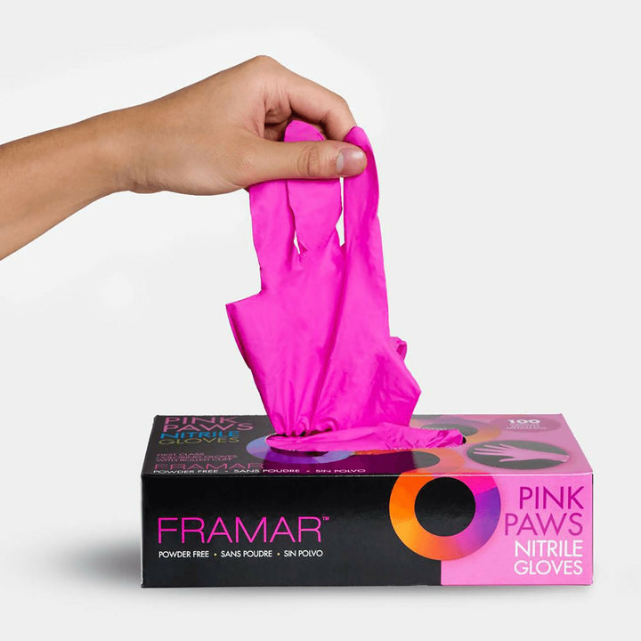 Pink Paws Nitrile Coloring Gloves Medium