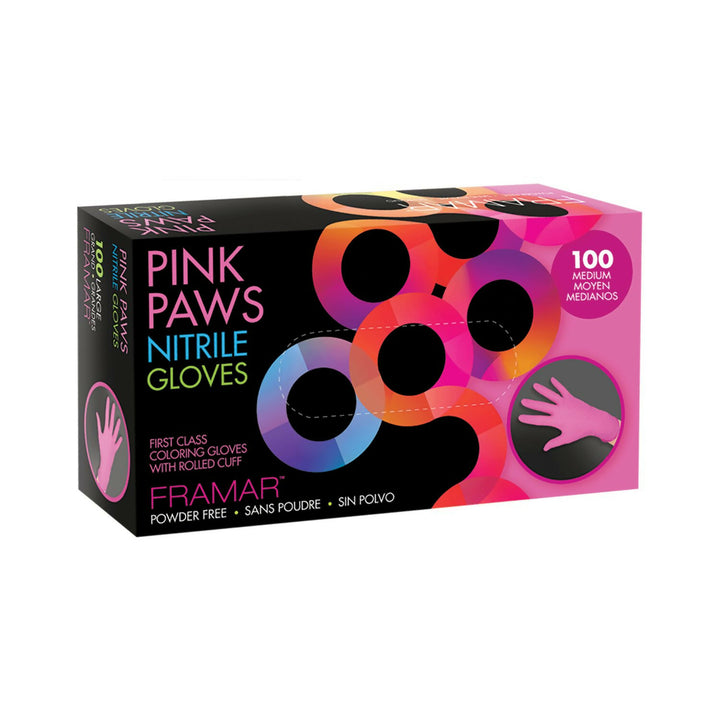 Pink Paws Nitrile Coloring Gloves Medium